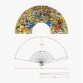 23cm high quality customized fabric wooden hand fan